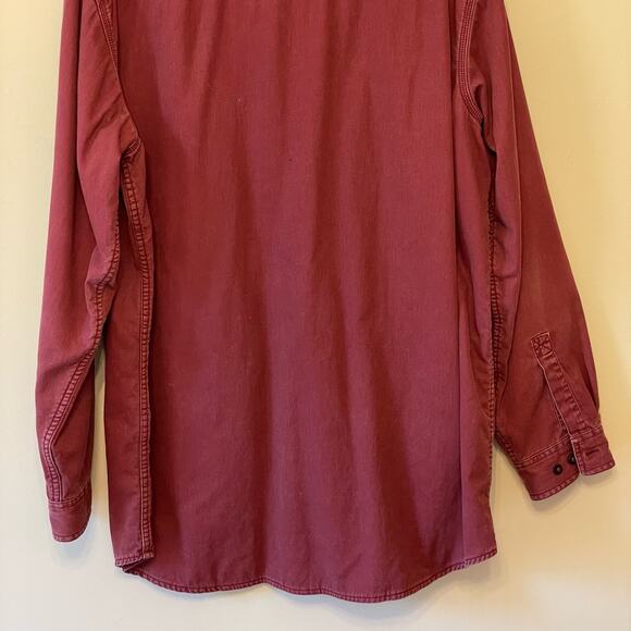 Y2K L.L. Bean L-Tall burgundy long sleeve casual button down t-shirt outdoor - Picture 7 of 7